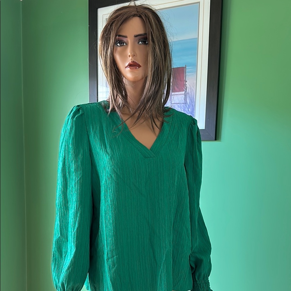 💚💚NWOT SHEIN Green Relaxed Boxy Long Sleeve Blouse💚💚
